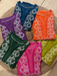 Mul Chanderi Kurta Dupatta Set with Intricate Mukaish Work