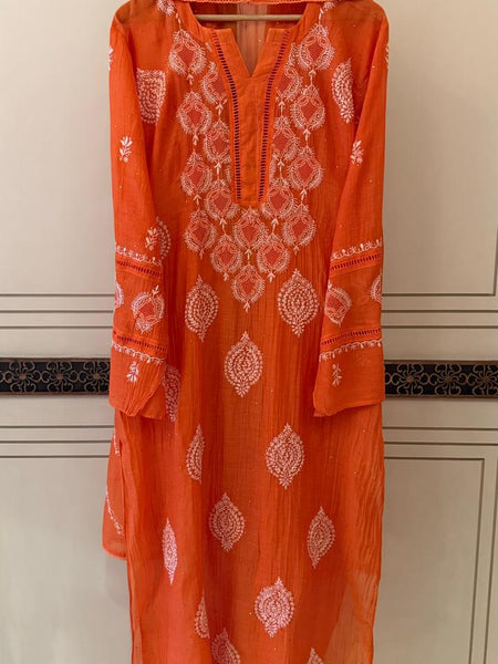 Mul Chanderi Kurta Dupatta Set with Intricate Mukaish Work
