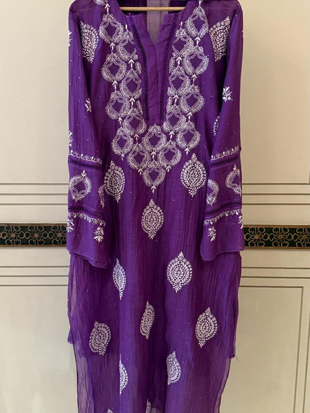 Mul Chanderi Kurta Dupatta Set with Intricate Mukaish Work