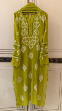 Mul Chanderi Kurta Dupatta Set with Intricate Mukaish Work