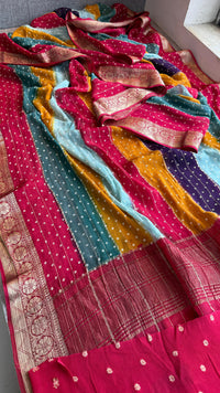 Chinon Crepe Banarasi Saree with Bandhani Print Design