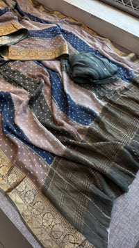 Chinon Crepe Banarasi Saree with Bandhani Print Design
