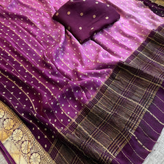 Chinon Crepe Banarasi Saree with Bandhani Print Design