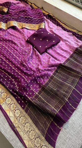 Chinon Crepe Banarasi Saree with Bandhani Print Design