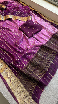 Chinon Crepe Banarasi Saree with Bandhani Print Design