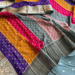 Sarasi Saree with Classic Bandhani Printoft Chinon Crepe Ban