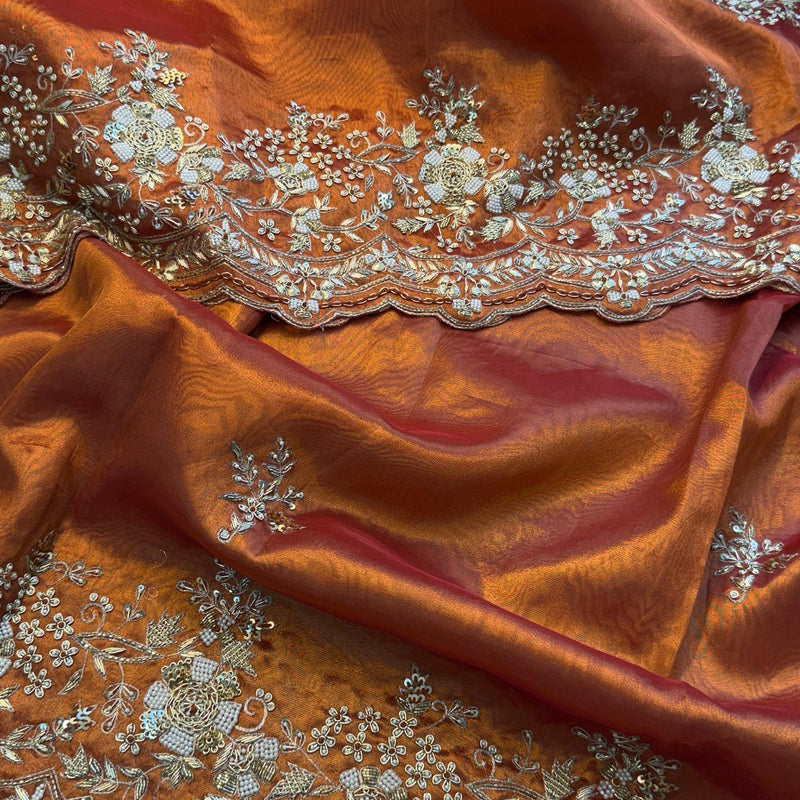 Tissue Handloom Silk Saree with Zardozi & Kutdana Work