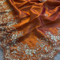 Tissue Handloom Silk Saree with Zardozi & Kutdana Work