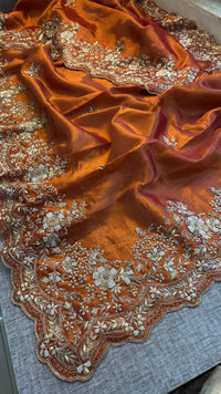 Tissue Handloom Silk Saree with Zardozi & Kutdana Work