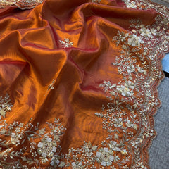 Tissue Handloom Silk Saree with Zardozi & Kutdana Work