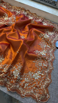 Tissue Handloom Silk Saree with Zardozi & Kutdana Work