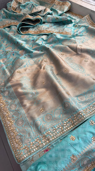 Munga Patola Silk Saree with Zardozi & Gotapatti Embellishment