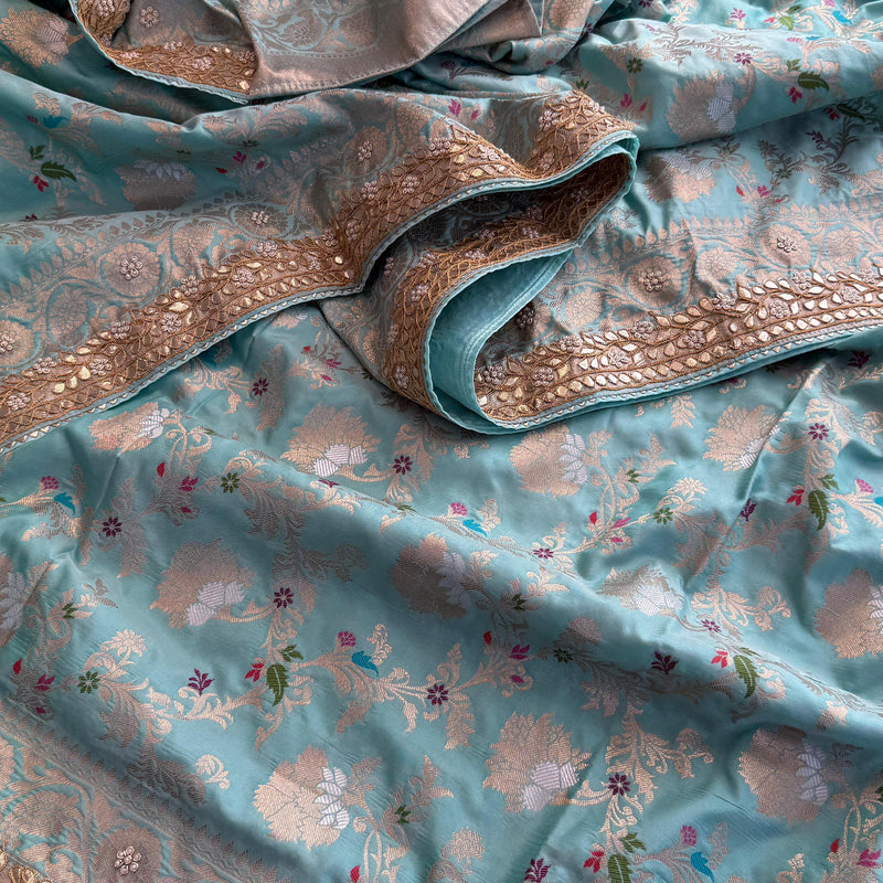Munga Patola Silk Saree with Zardozi & Gotapatti Embellishment