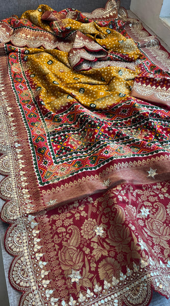 Khaddi Georgette Banarasi Saree with Gotapatti & Pearl Work