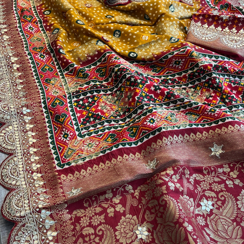 Khaddi Georgette Banarasi Saree with Gotapatti & Pearl Work