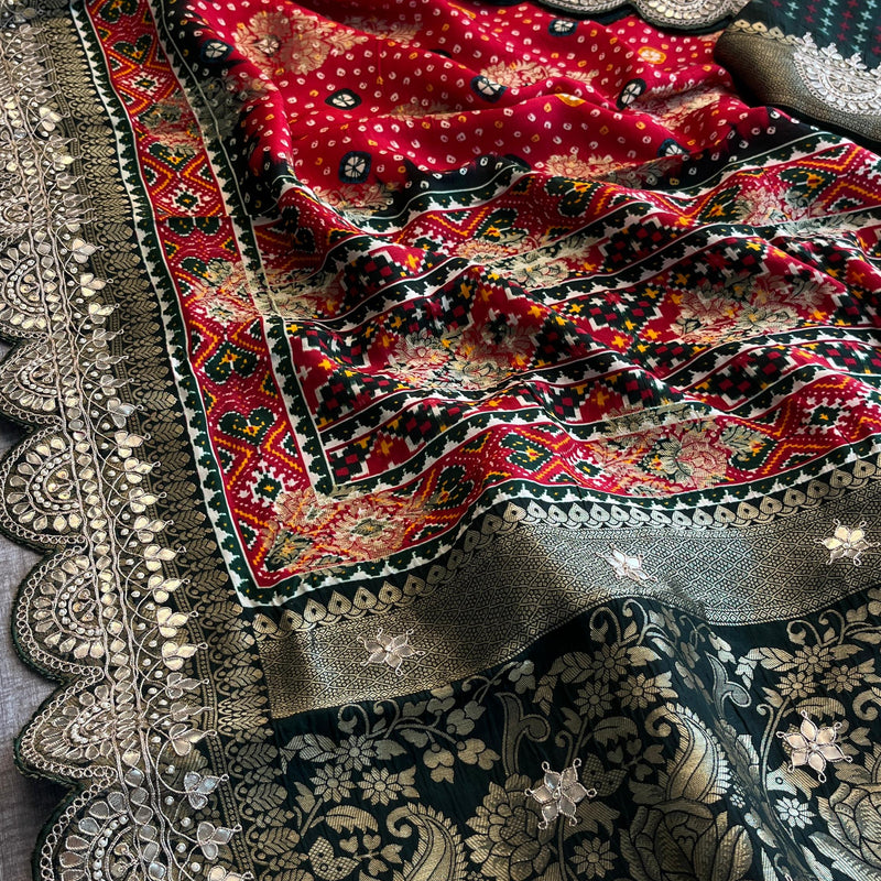 Khaddi Georgette Banarasi Saree with Gotapatti & Pearl Work