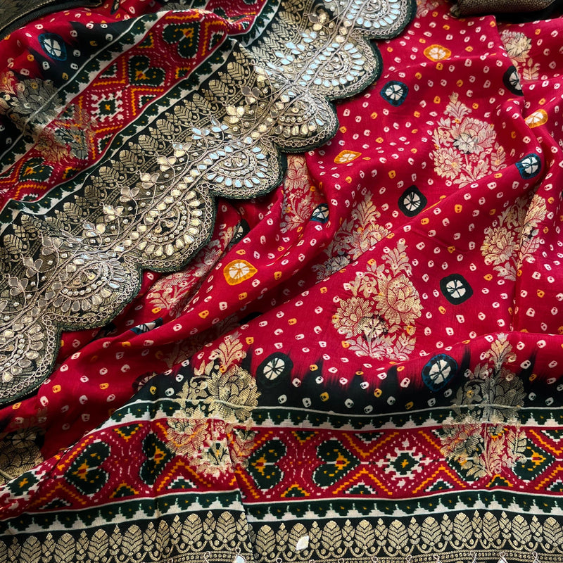 Khaddi Georgette Banarasi Saree with Gotapatti & Pearl Work