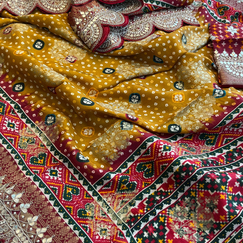 Khaddi Georgette Banarasi Saree with Gotapatti & Pearl Work