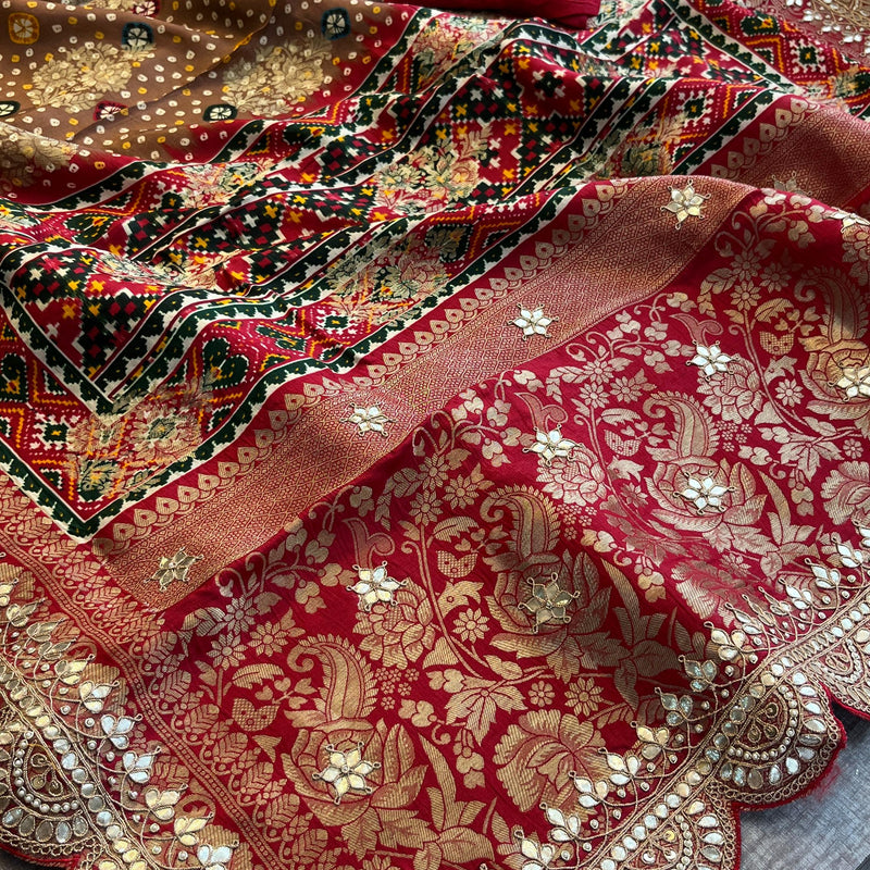 Khaddi Georgette Banarasi Saree with Gotapatti & Pearl Work