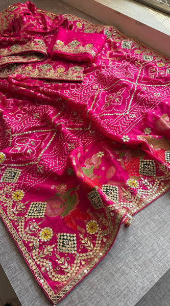 Crepe Banarasi Silk Saree with Gotapatti & Pearl Work