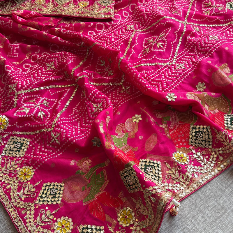 Crepe Banarasi Silk Saree with Gotapatti & Pearl Work
