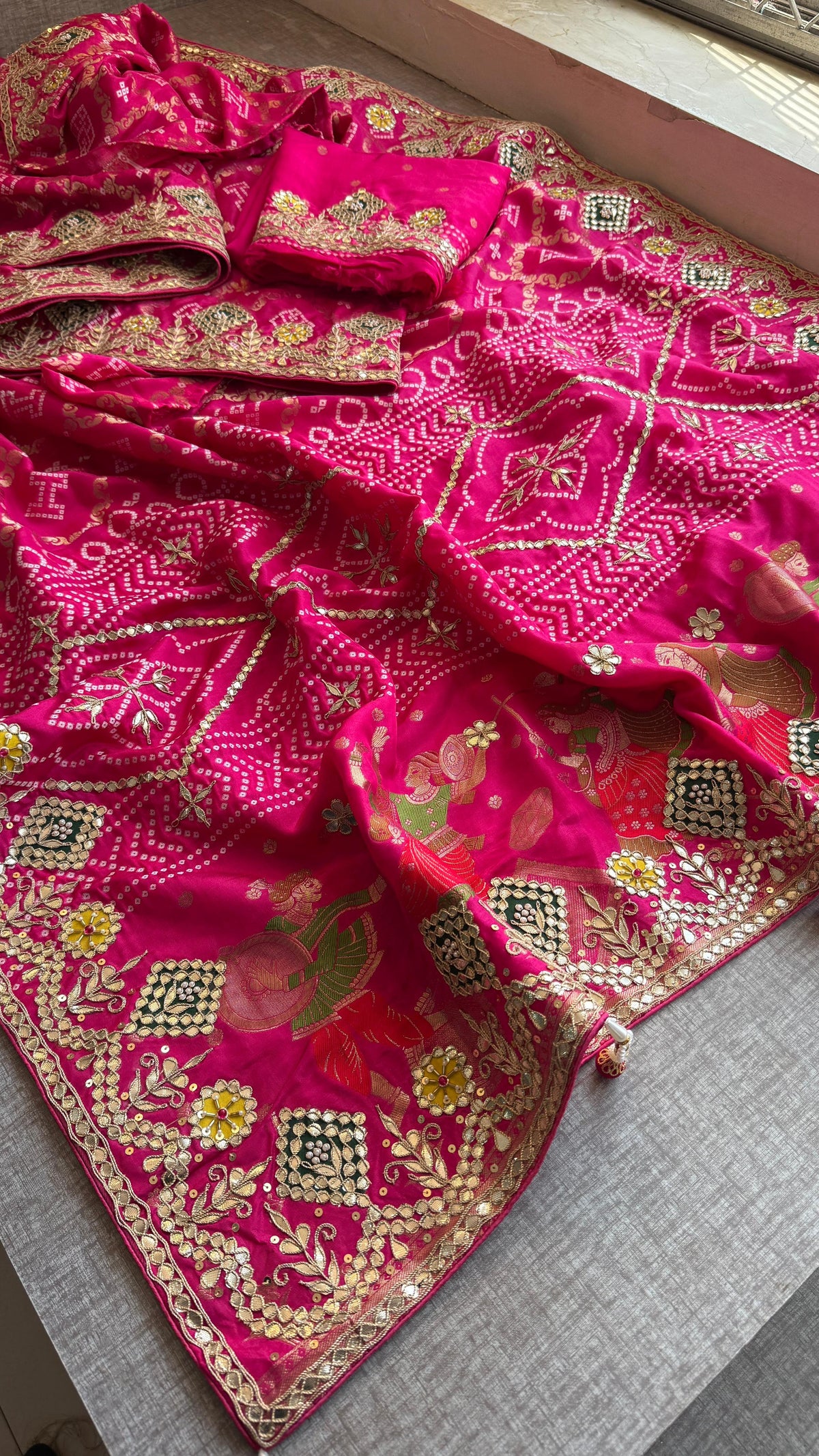 Crepe Banarasi Silk Saree with Gotapatti & Pearl Work
