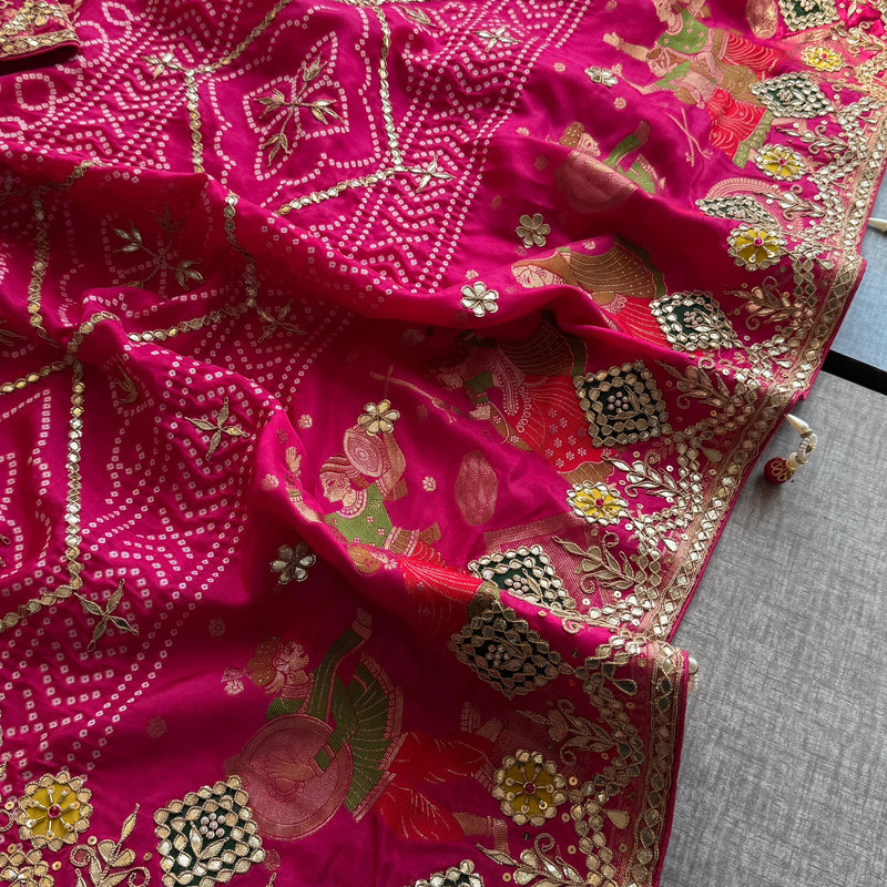 Crepe Banarasi Silk Saree with Gotapatti & Pearl Work