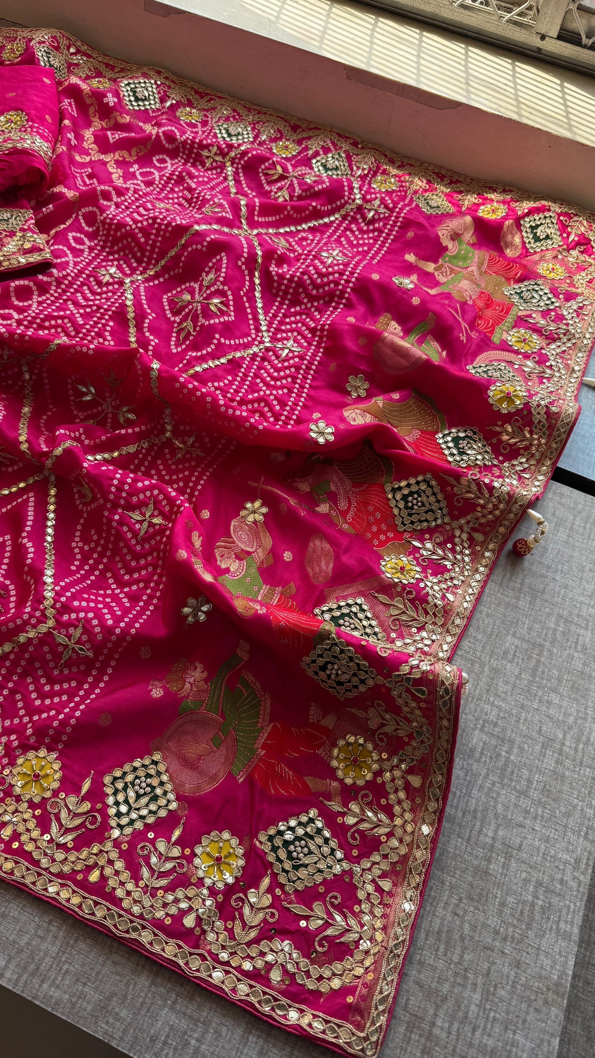 Crepe Banarasi Silk Saree with Gotapatti & Pearl Work