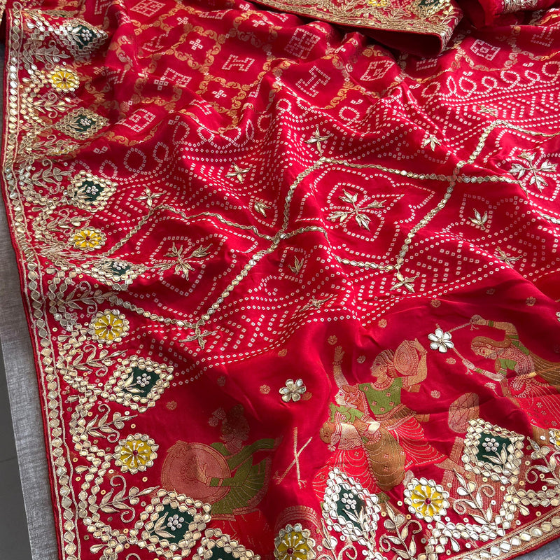 Crepe Banarasi Silk Saree with Gotapatti & Pearl Work