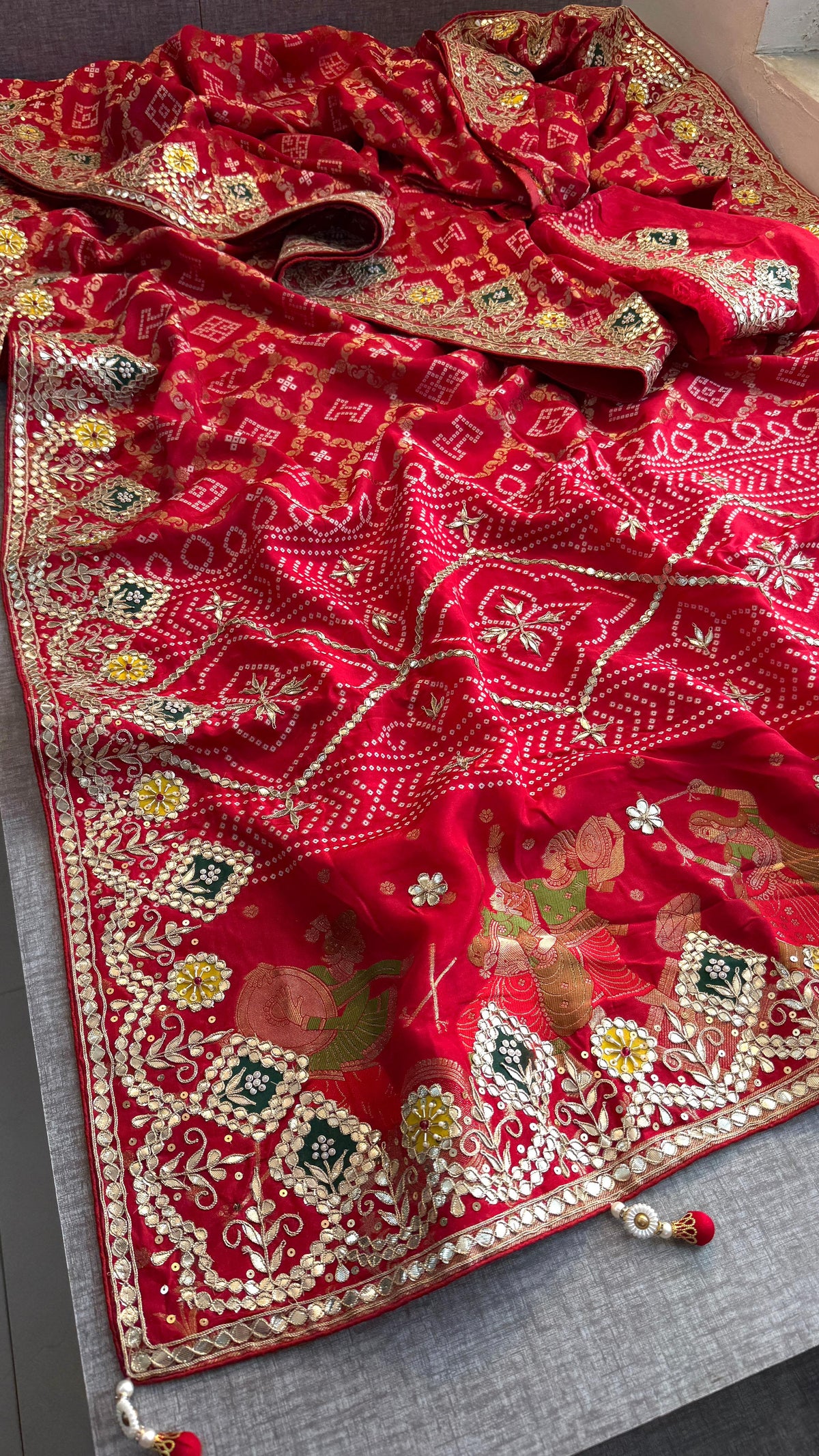 Crepe Banarasi Silk Saree with Gotapatti & Pearl Work