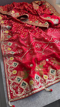 Crepe Banarasi Silk Saree with Gotapatti & Pearl Work