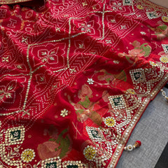 Crepe Banarasi Silk Saree with Gotapatti & Pearl Work