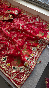 Crepe Banarasi Silk Saree with Gotapatti & Pearl Work