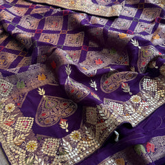 Crepe Banarasi Silk Saree with Gotapatti & Pearl Work