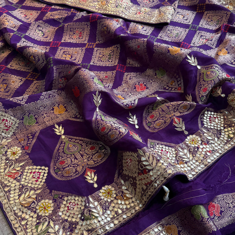 Crepe Banarasi Silk Saree with Gotapatti & Pearl Work
