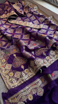 Crepe Banarasi Silk Saree with Gotapatti & Pearl Work