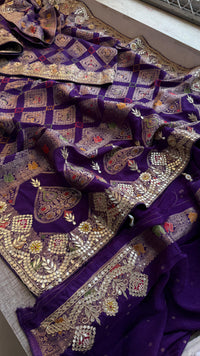 Crepe Banarasi Silk Saree with Gotapatti & Pearl Work