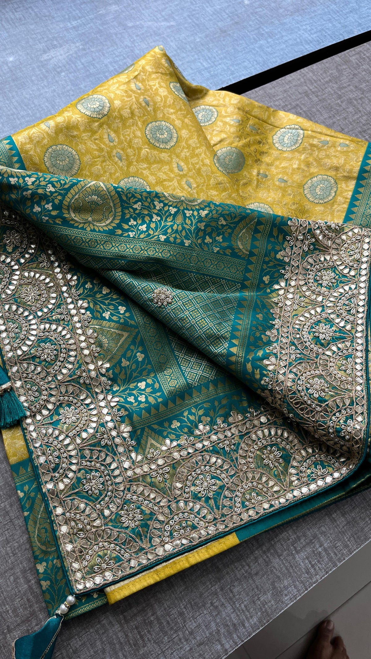 Kanjivaram Meena Silk Banarasi Saree with Gotapatti & Sequins