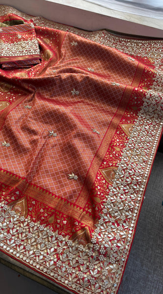 Kanjivaram Meena Silk Banarasi Saree with Gotapatti & Sequins