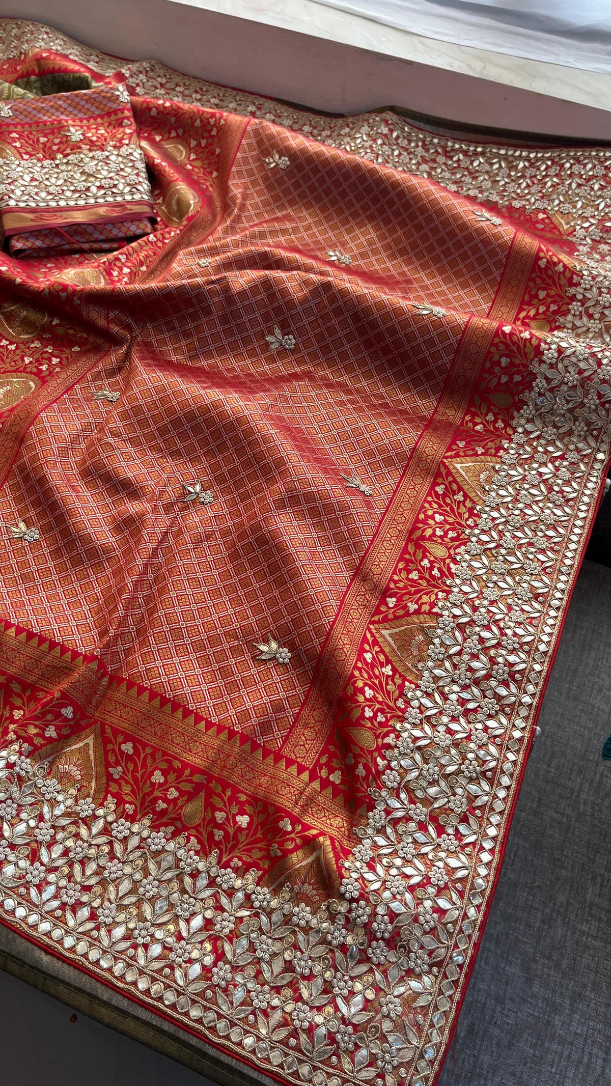 Kanjivaram Meena Silk Banarasi Saree with Gotapatti & Sequins