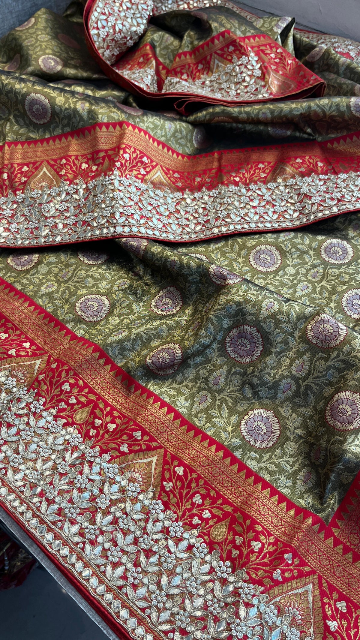 Kanjivaram Meena Silk Banarasi Saree with Gotapatti & Sequins