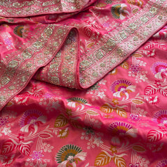 Munga Silk Banarasi Saree with Zardozi & Pearl Accents