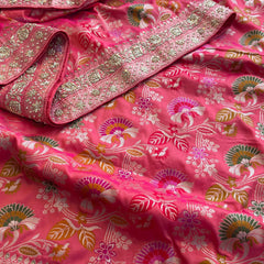Munga Silk Banarasi Saree with Zardozi & Pearl Accents