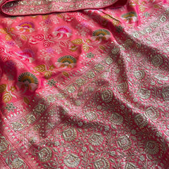 Munga Silk Banarasi Saree with Zardozi & Pearl Accents