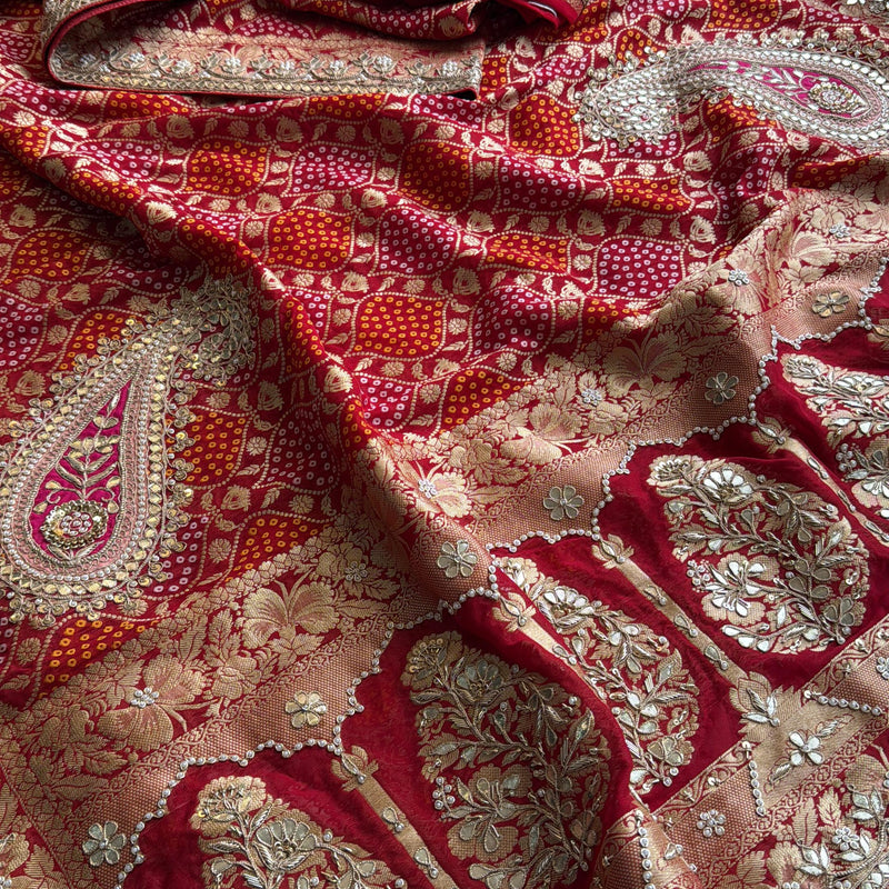 Khaddi Georgette Banarasi Saree with Gotapatti & Pearl Work