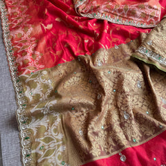 Kora Patola Banarasi Saree with Zardozi & Anchor Work