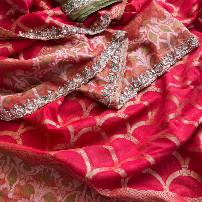 Kora Patola Banarasi Saree with Zardozi & Anchor Work