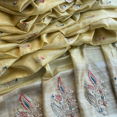 Banarasi Tissue Linen Silk Saree with Resham & Gotapatti Work