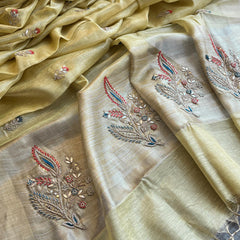Banarasi Tissue Linen Silk Saree with Resham & Gotapatti Work