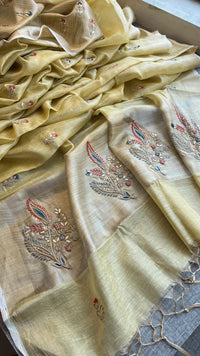 Banarasi Tissue Linen Silk Saree with Resham & Gotapatti Work